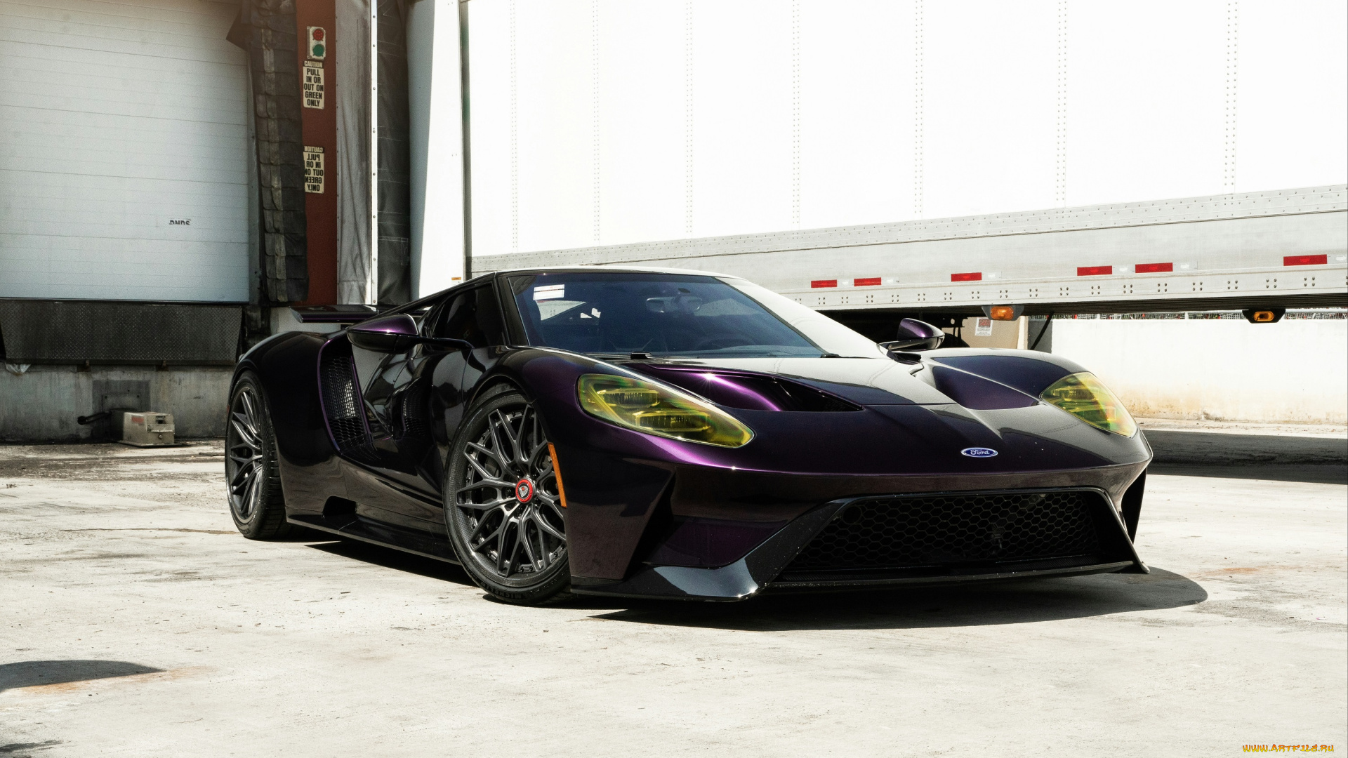 автомобили, ford, gt, purple, trailer, sportcar