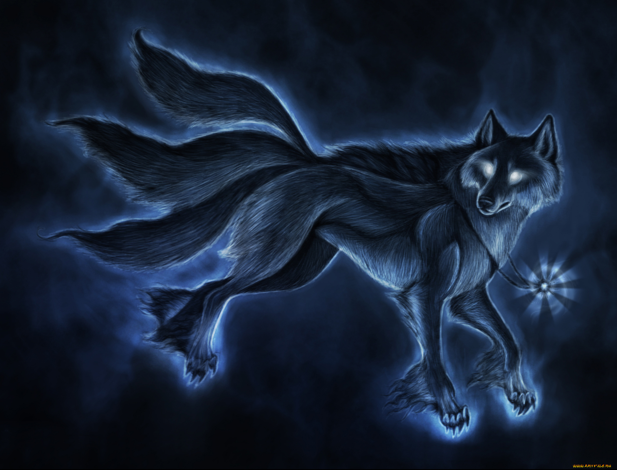 волк, рисованные, животные, , сказочные, , мифические, wolf, магия