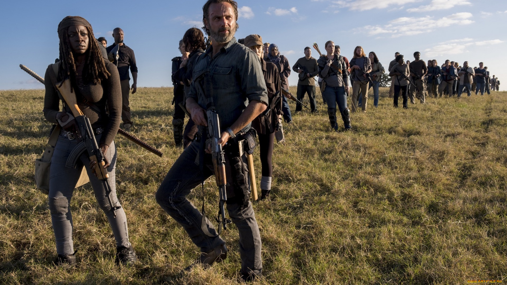 кино, фильмы, the, walking, dead, danai, gurira, andrew, lincoln, rick, michonne