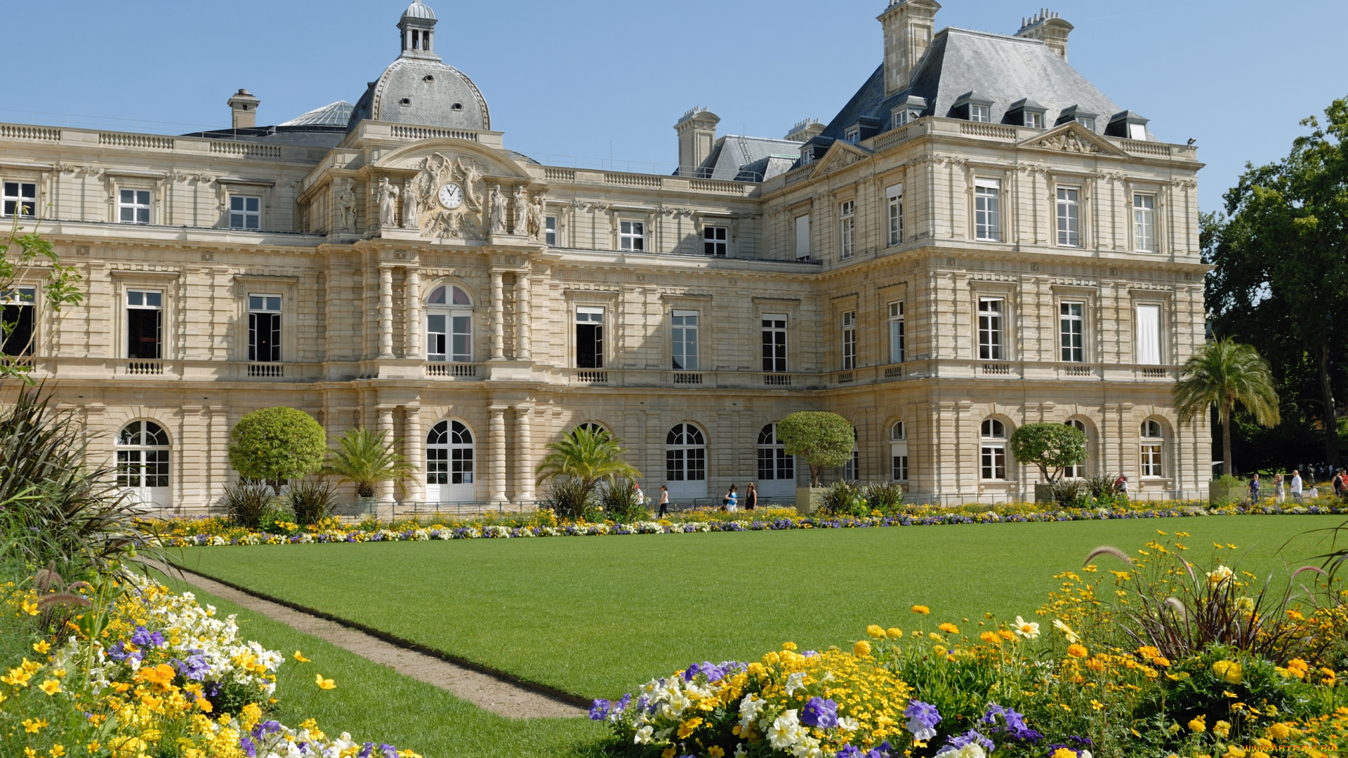 luxembourg, palace, , paris, , france, города, париж, , франция, дворец, цветы