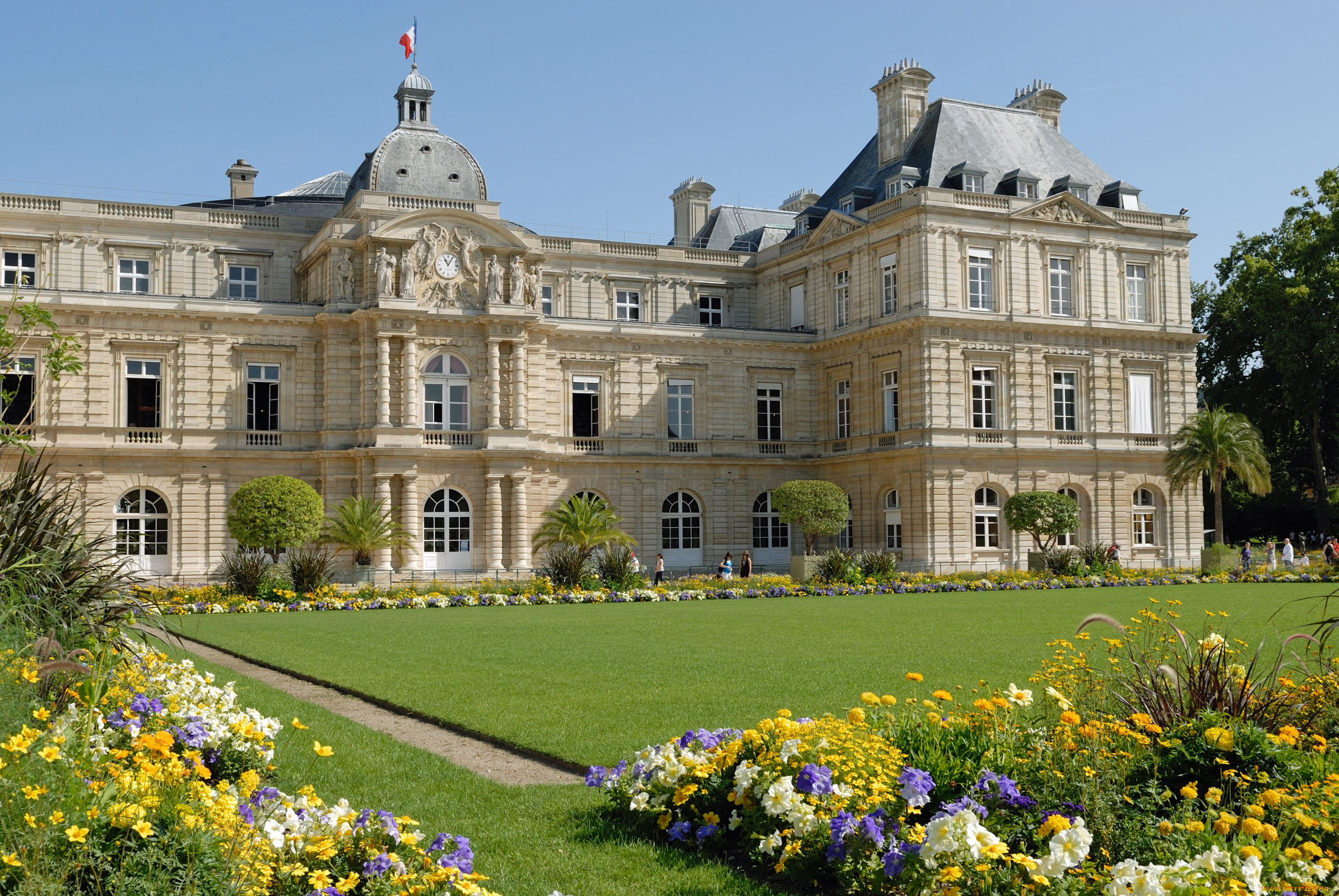 luxembourg, palace, , paris, , france, города, париж, , франция, дворец, цветы