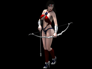 Картинка 3д+графика fantasy+ фантазия девушка супермен лук стрела