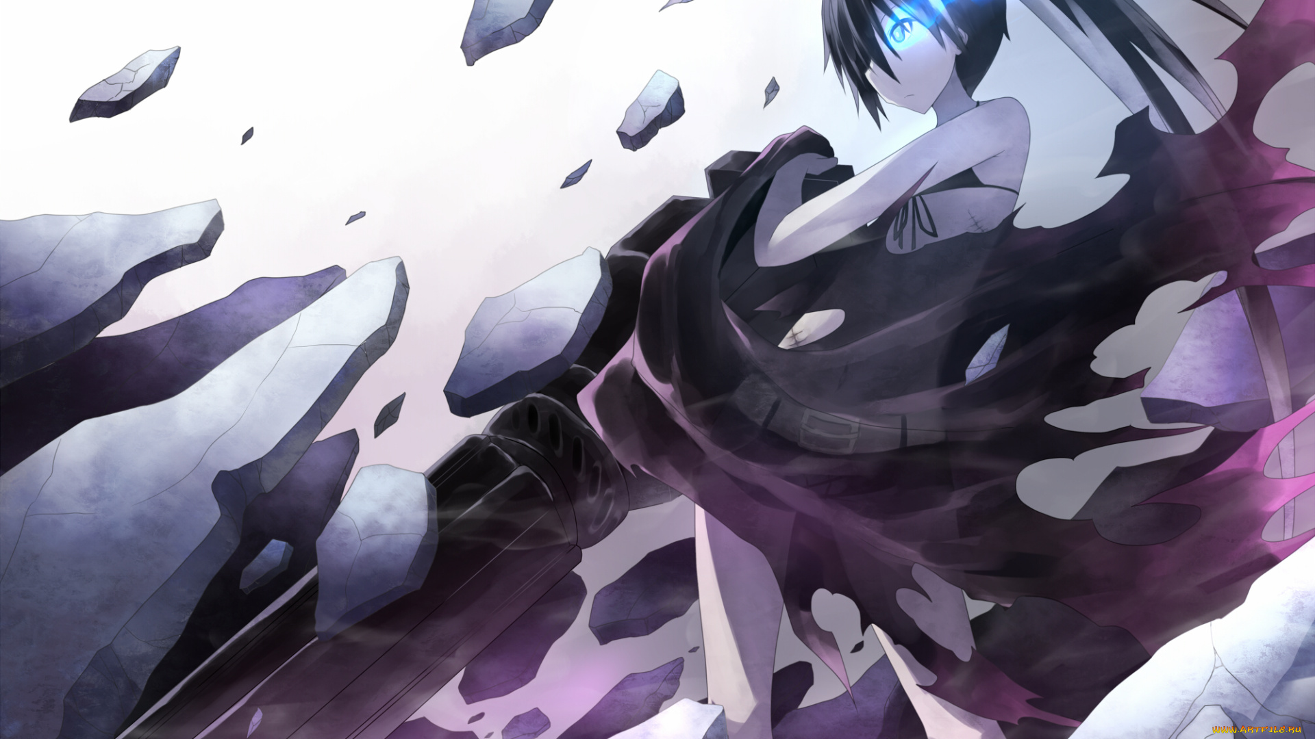 аниме, black, rock, shooter, арт, keido, kuroi, mato, black, rock, shooter, осколки, девушка