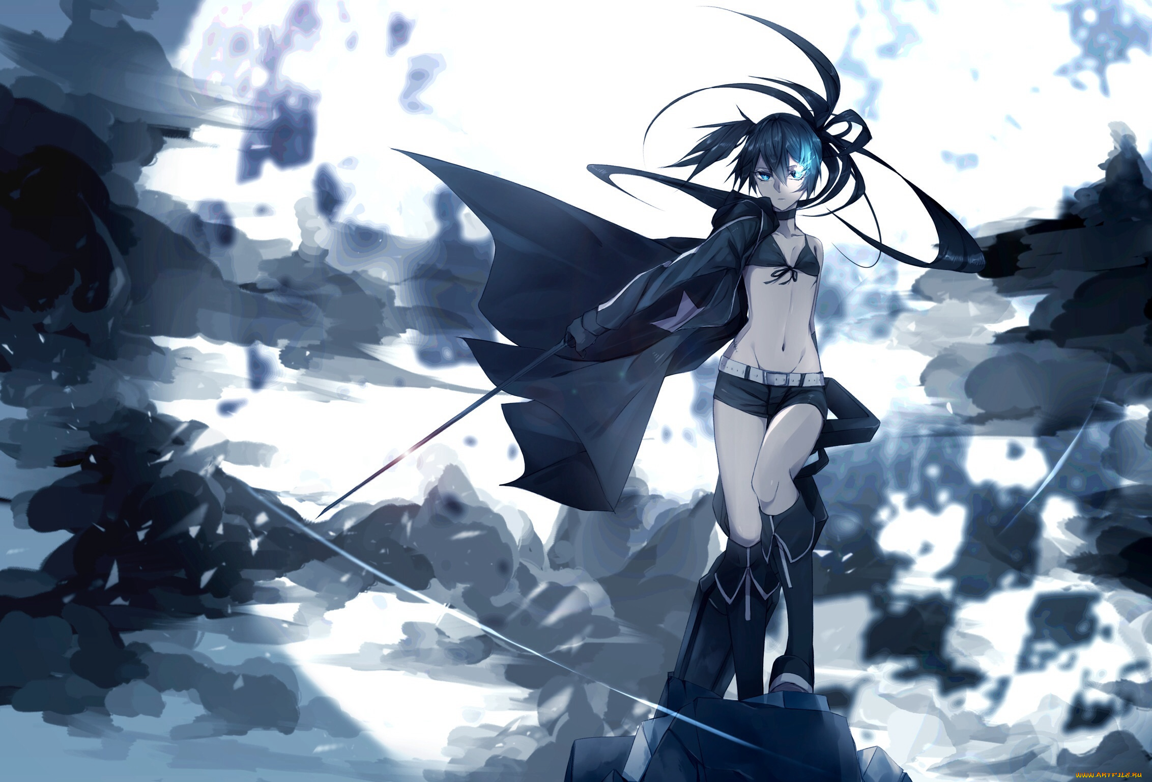 аниме, black, rock, shooter, black, rock, shooter, оружие, takka, девушка, kuroi, mato