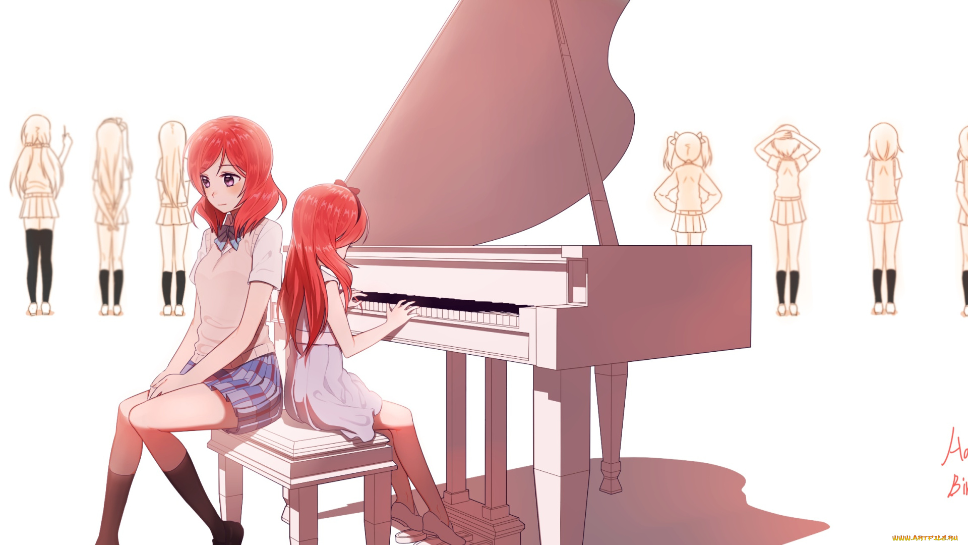 аниме, love, live, , school, idol, project, love, live, school, idol, project, девочка, nishikino, maki, 14, vision5032, арт, девушка, пианино