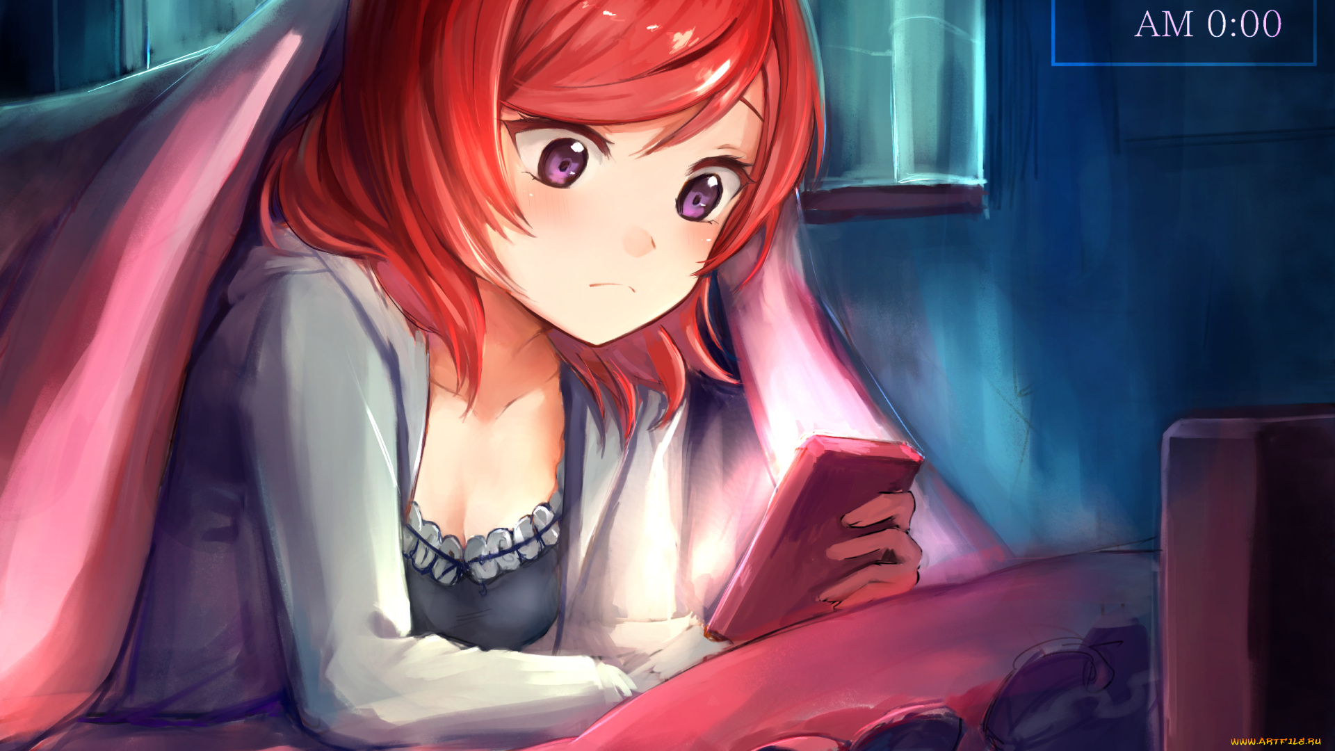 аниме, love, live, , school, idol, project, love, live, school, idol, project, телефон, nishikino, maki, nunna, девушка, арт