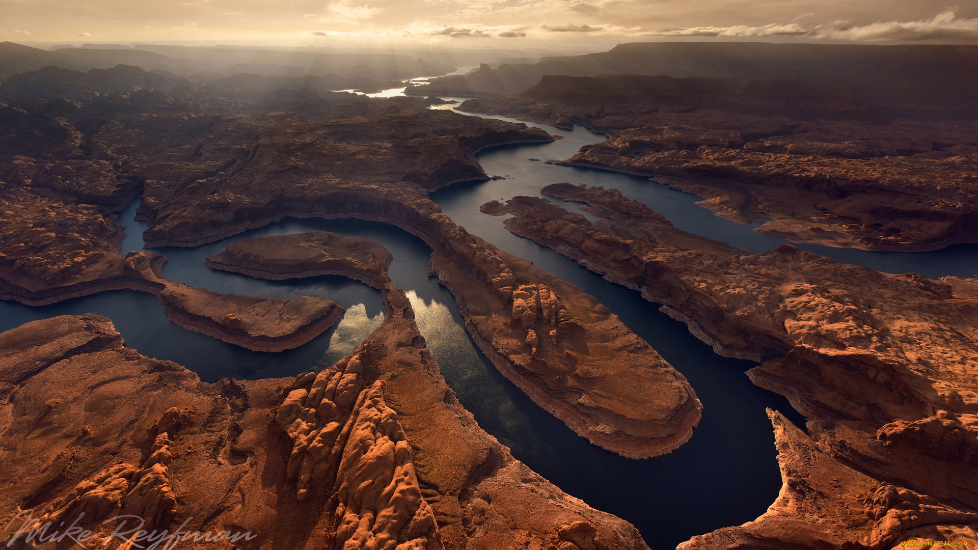 природа, реки, озера, glen, canyon, national, recreation, area, sunset, on, planet, earth, confluence, of, san, juan, colorado, rivers