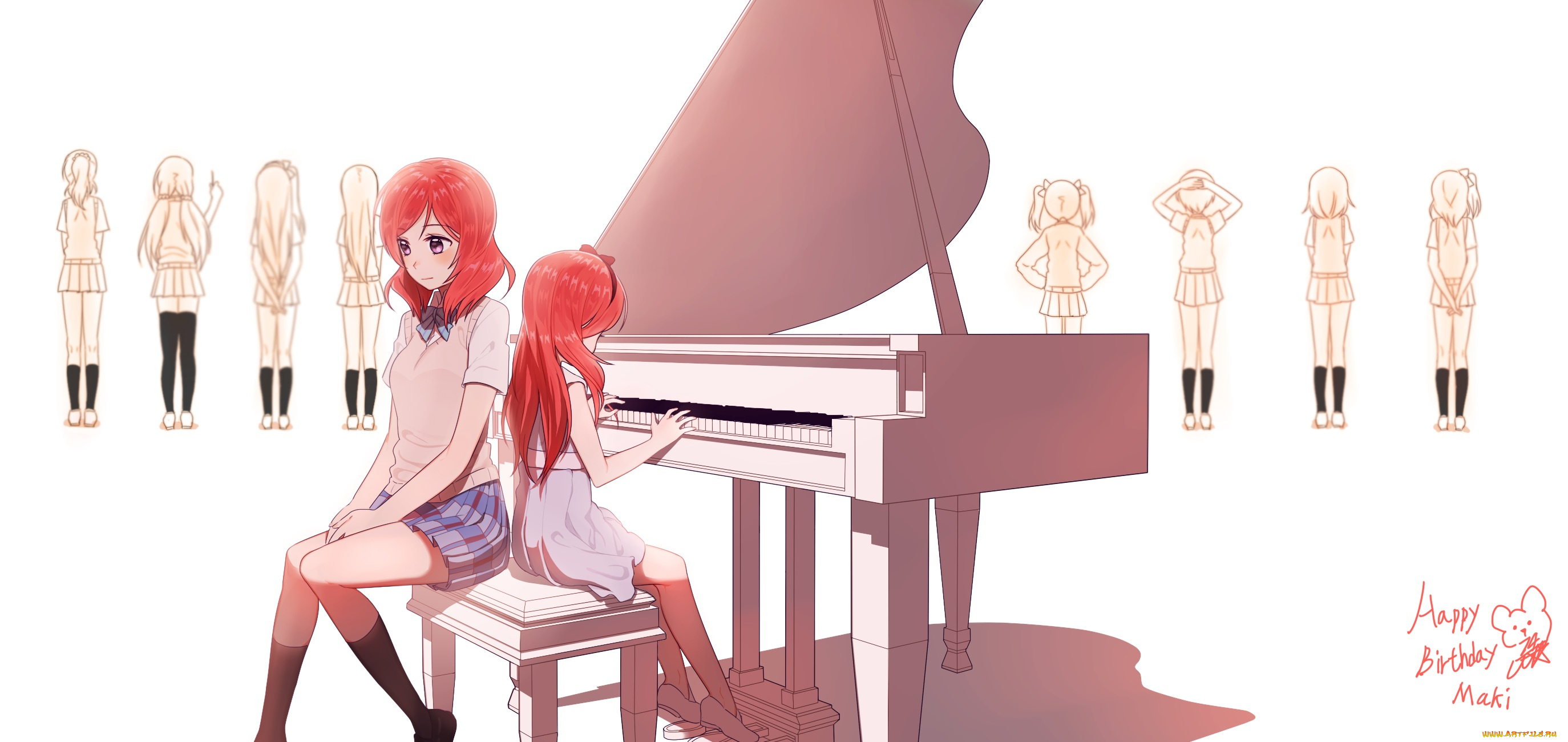 аниме, love, live, , school, idol, project, love, live, school, idol, project, девочка, nishikino, maki, 14, vision5032, арт, девушка, пианино