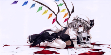 Картинка аниме touhou flandre scarlet misaki kurehito арт девушка кровь
