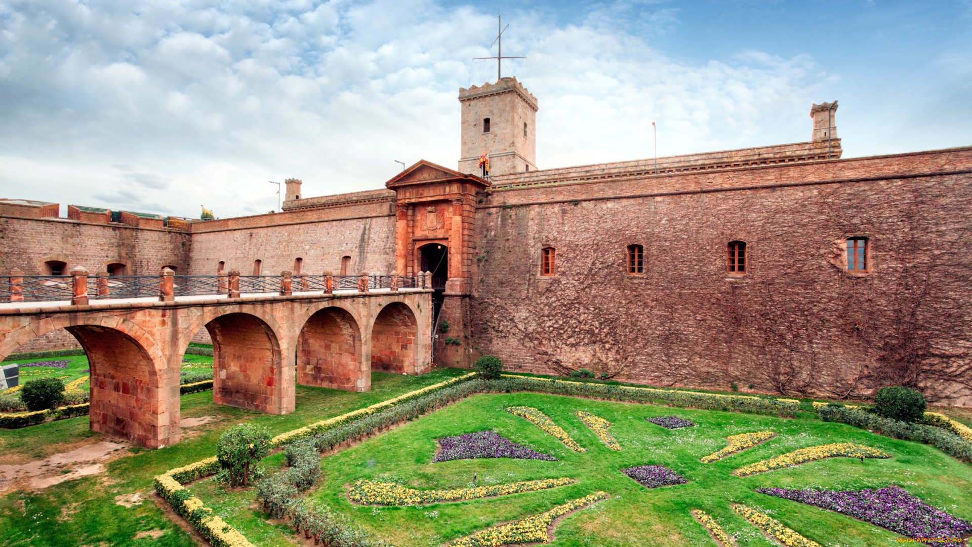 montjuic, castle, города, барселона, , испания, montjuic, castle