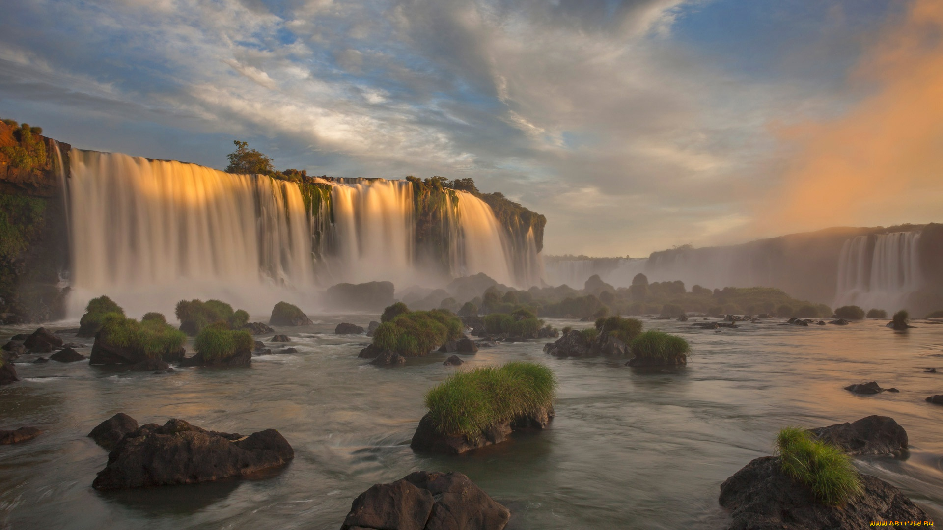 природа, водопады, река, водопад, бразилия, парана, национальный, парк, игуасу