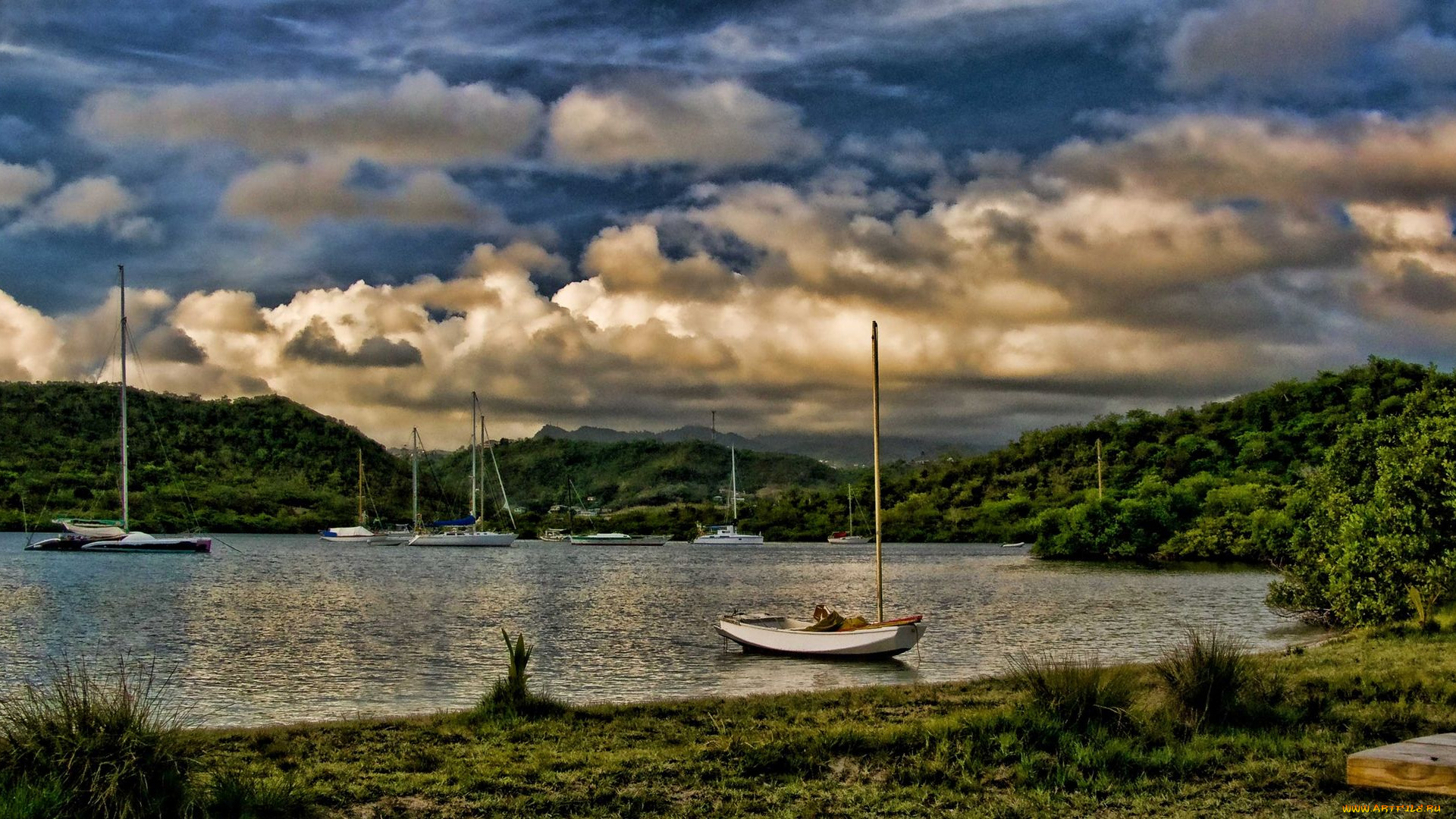 корабли, разные, вместе, grenada, гренада, бухта