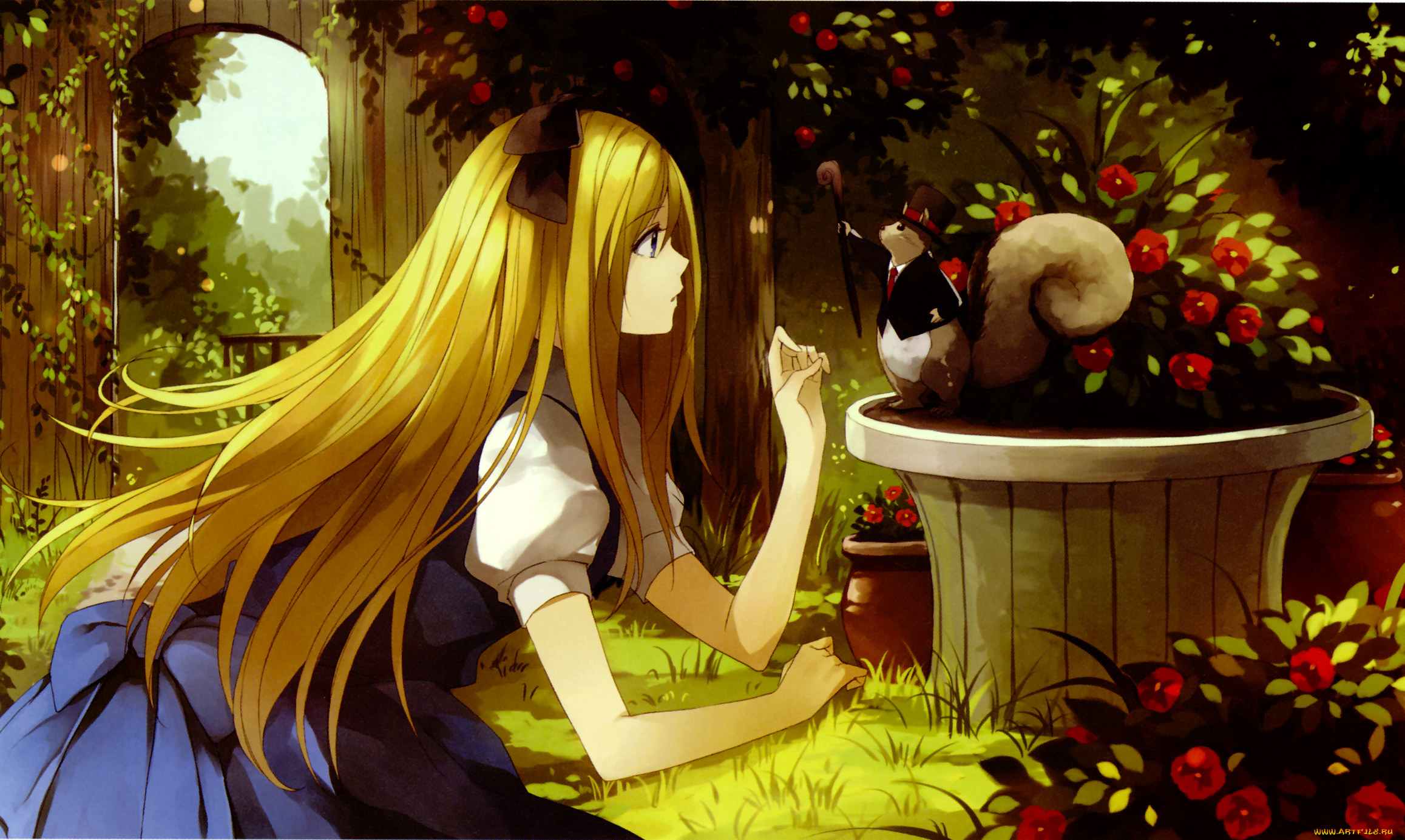 аниме, alice, in, wonderland, garden