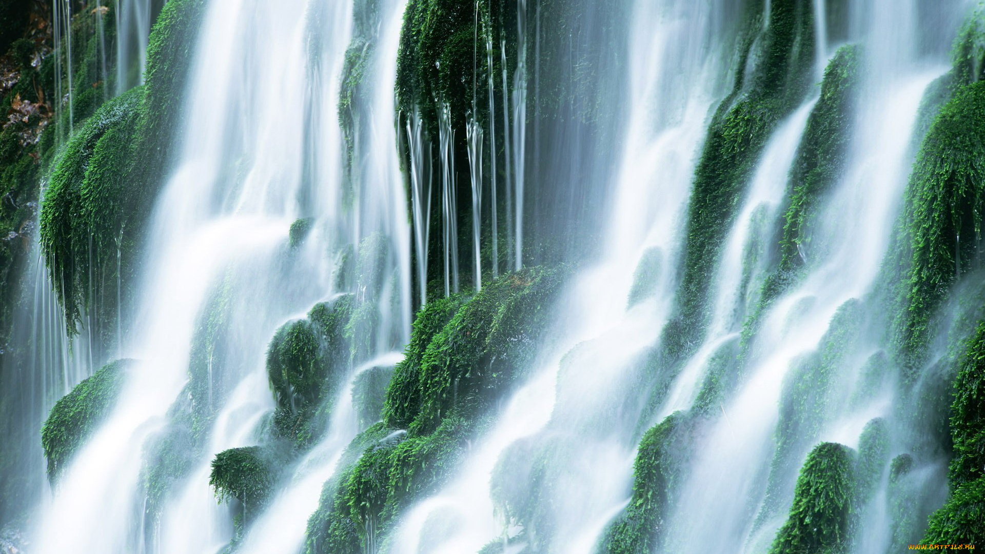 природа, водопады, скала, поток