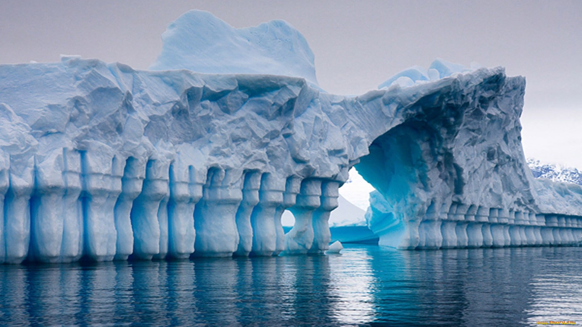 природа, айсберги, и, ледники, океан, лед