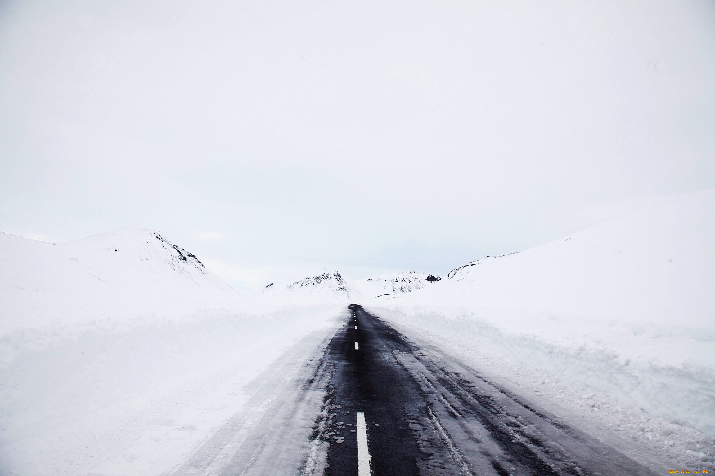 природа, дороги, туман, снег, дорога, зима