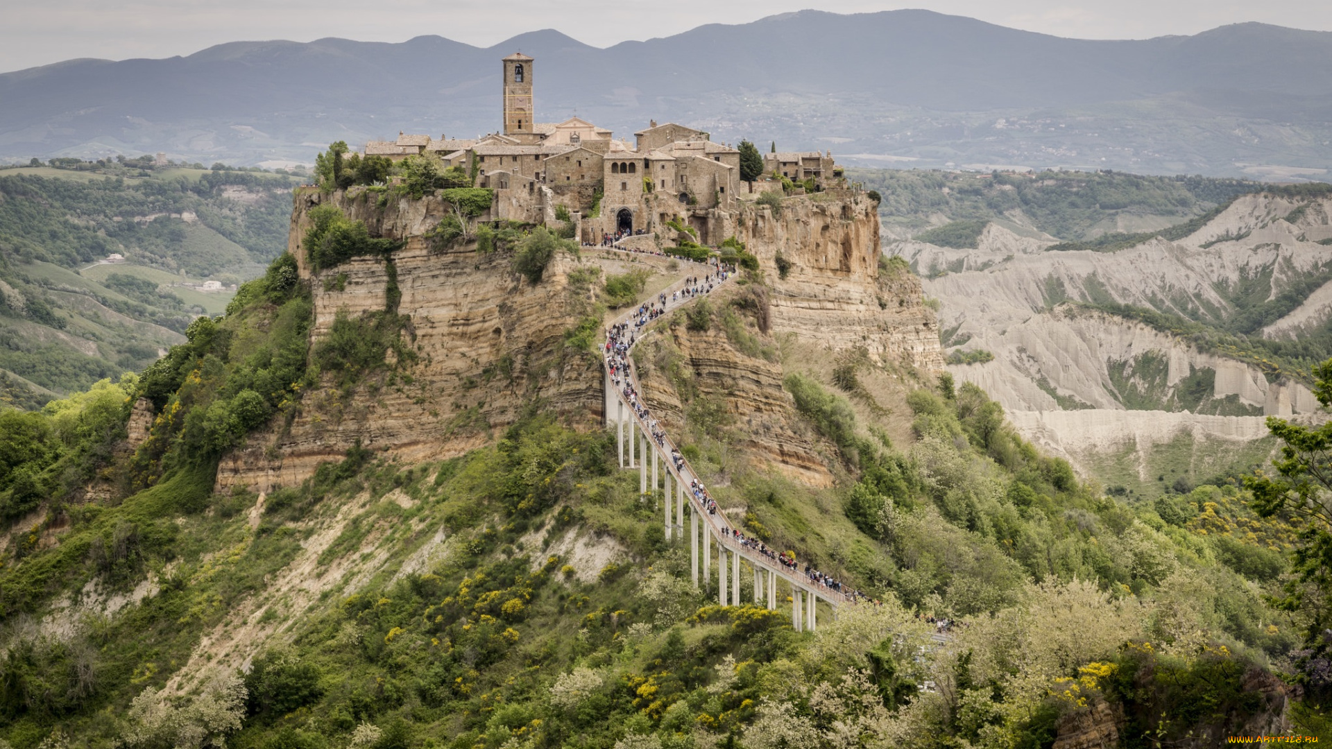 civita, di, bagnoregio, города, -, панорамы, деревня