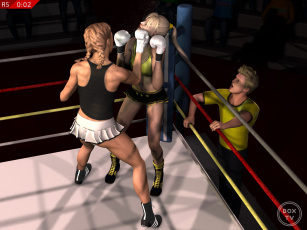 Картинка 3д+графика люди+ people бокс ринг фон девушки взгляд