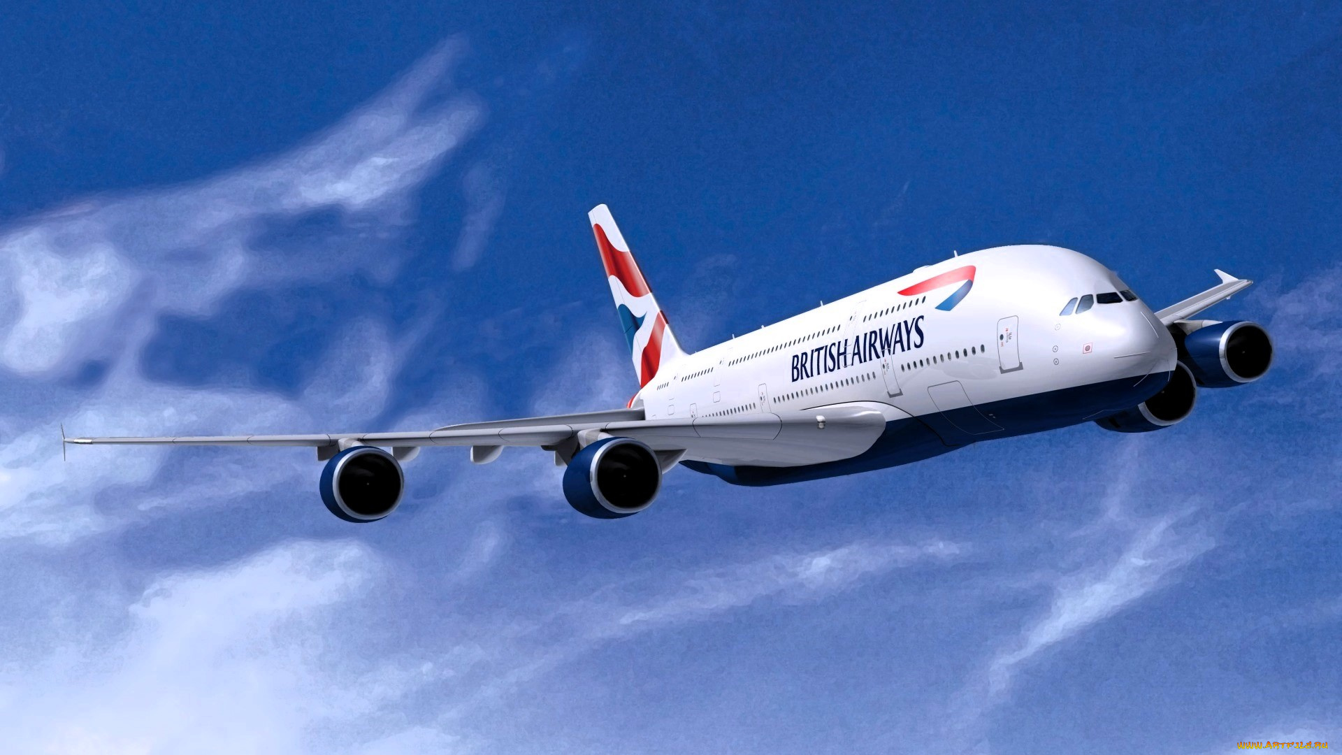 airbus, a380, british, airways, авиация, пассажирские, самолёты, самолет, полет, небо, облака