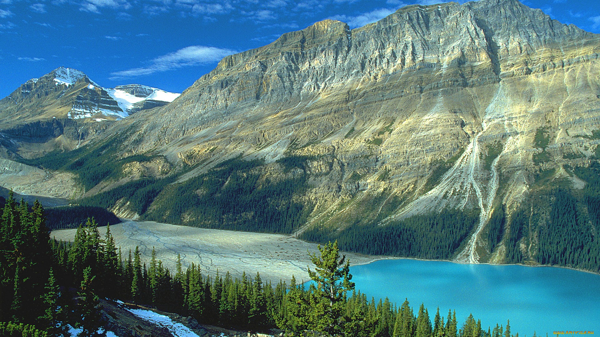 peyto, lake, am, icefields, parkway, природа, горы