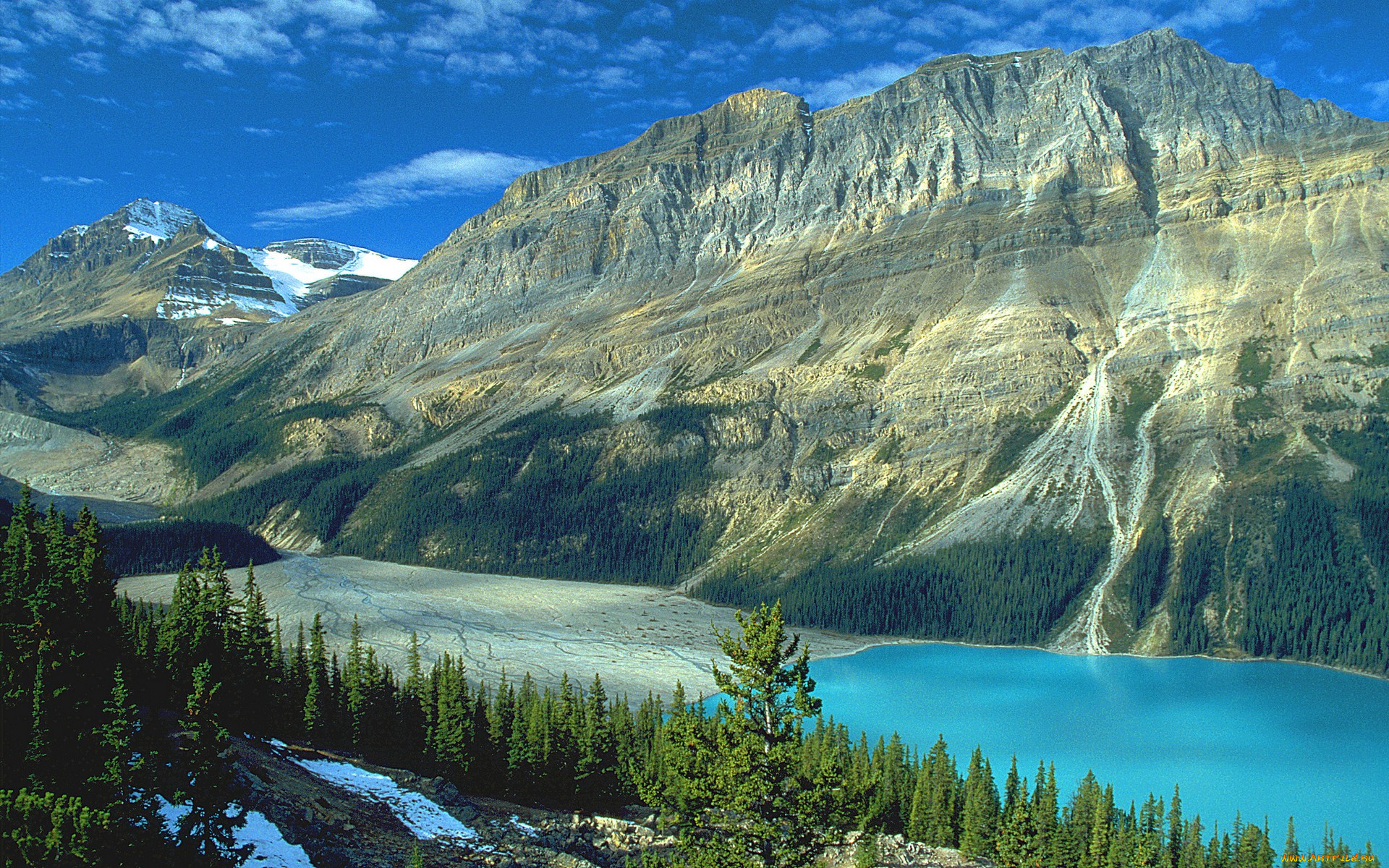peyto, lake, am, icefields, parkway, природа, горы