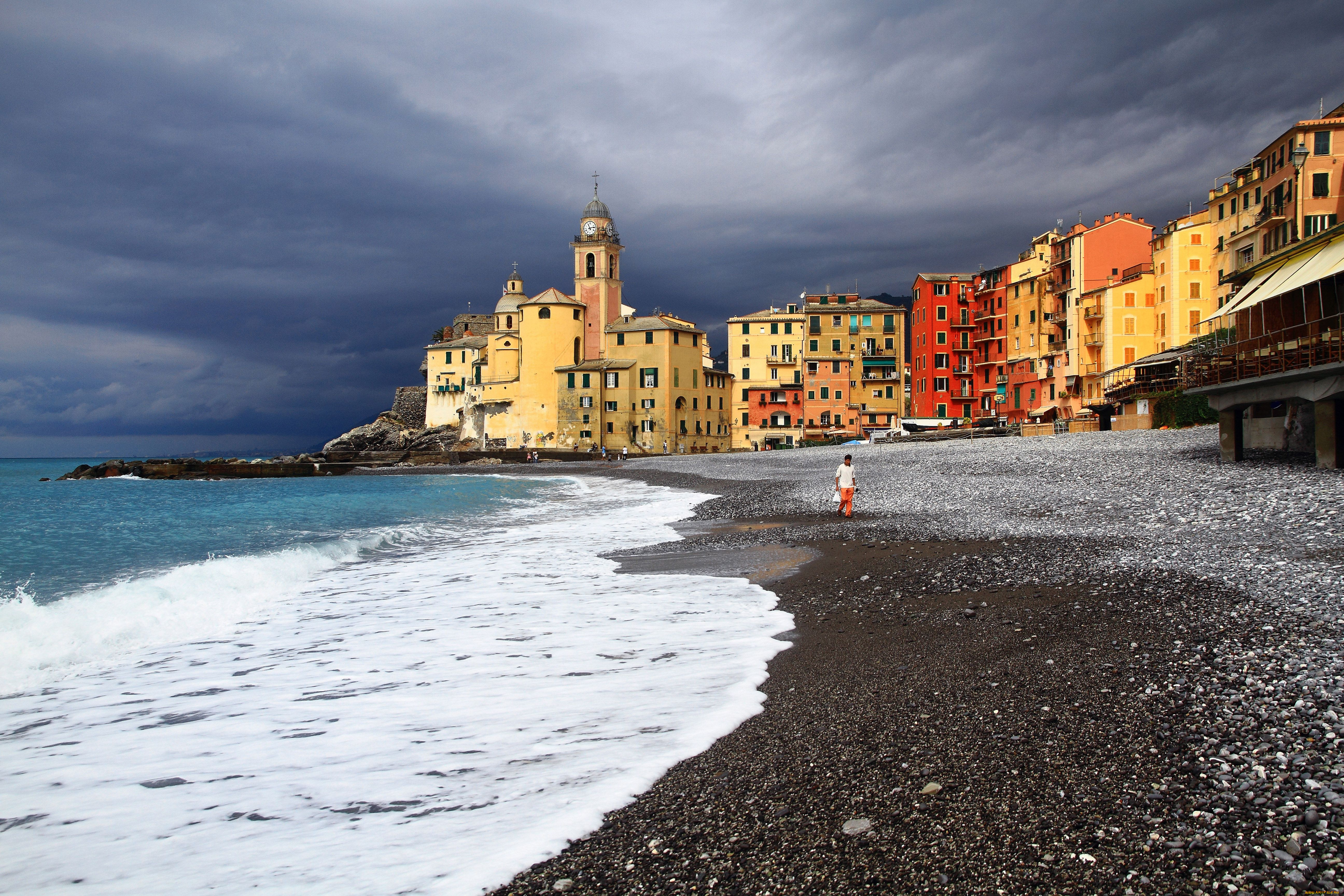 города, пейзажи, camogli, liguria, italy