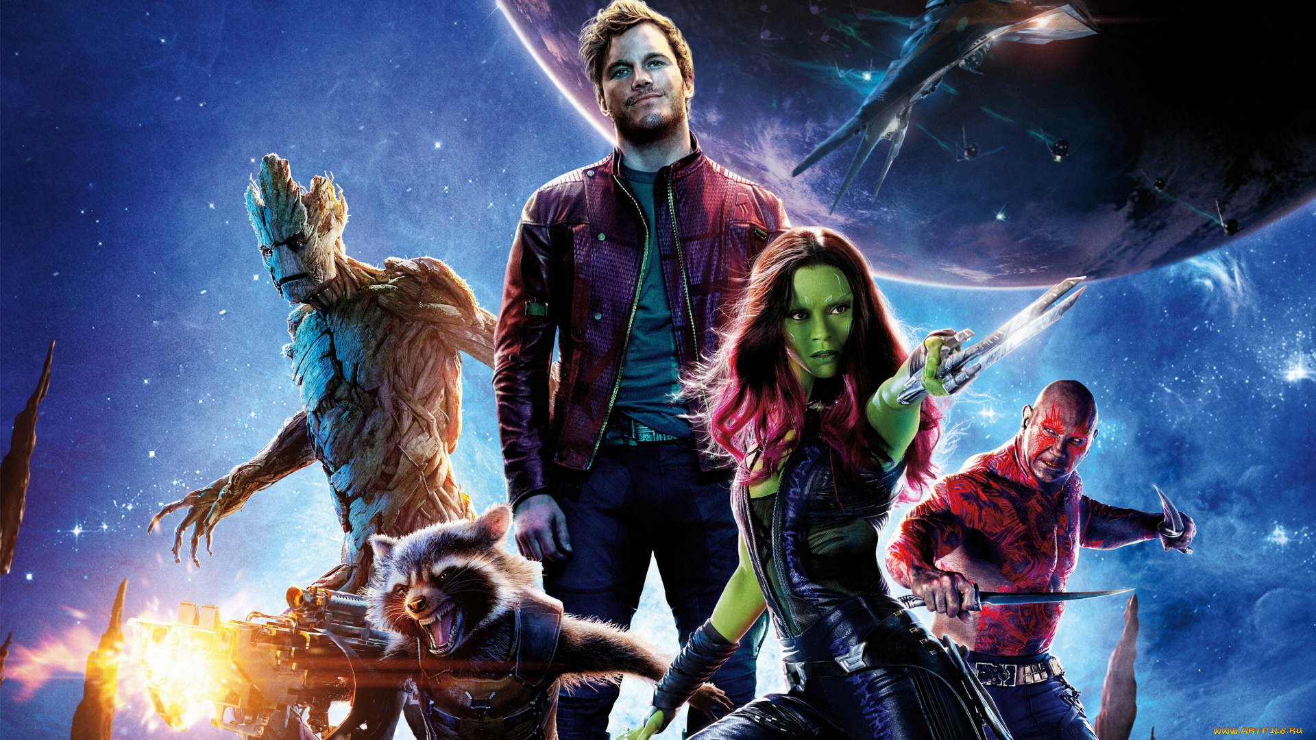 guardians, of, the, galaxy, кино, фильмы, drax, the, destroyer, rocket, peter, quill, guardians, of, galaxy, groot, стражи, галактики, gamora, chris, pratt, zoe, saldana, dave, bautista, star-lord