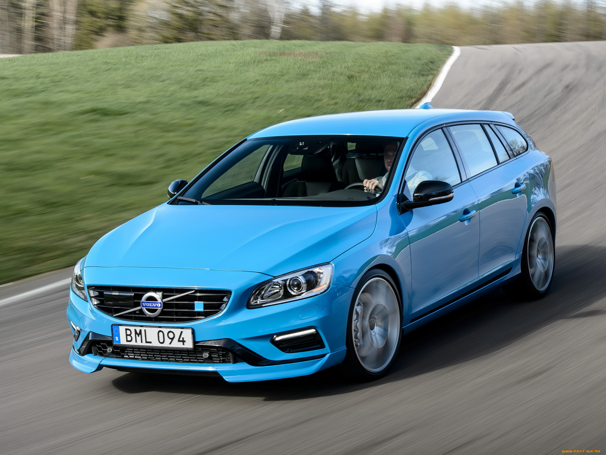 автомобили, volvo, polestar, v60, синий, 2014г