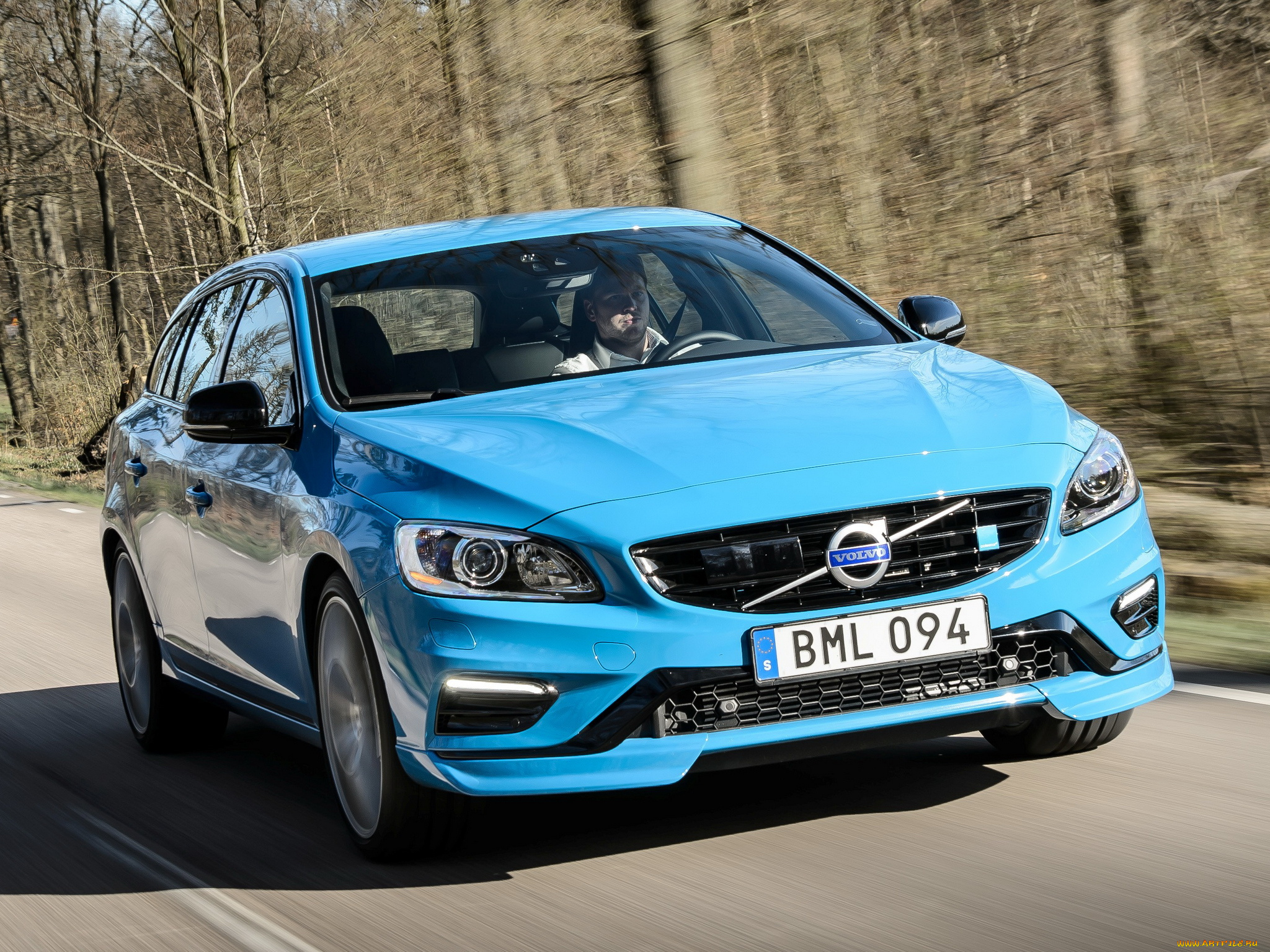 автомобили, volvo, polestar, v60, синий, 2014г