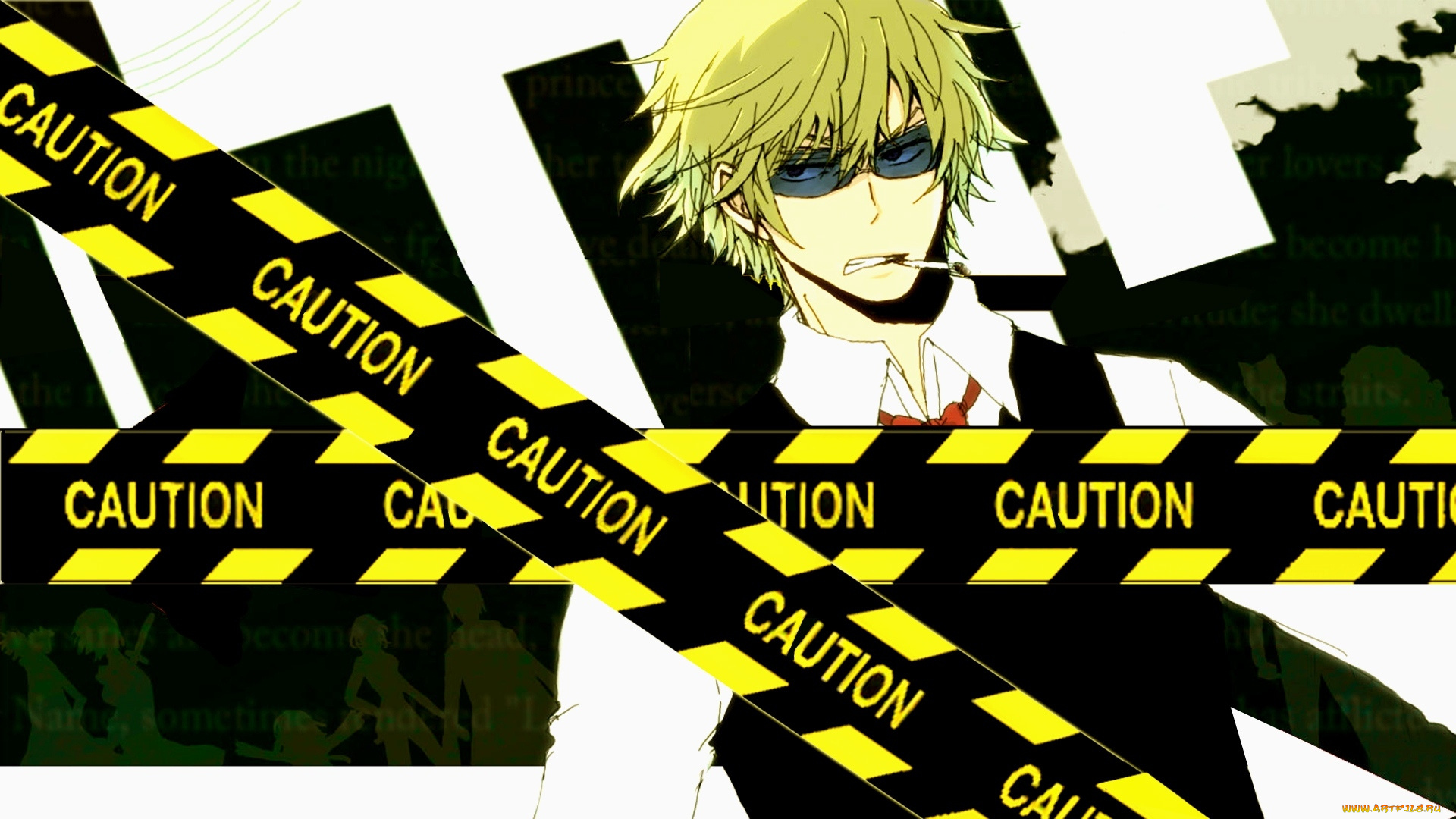 аниме, durarara, shizuo, heiwajima, сигарета, очки