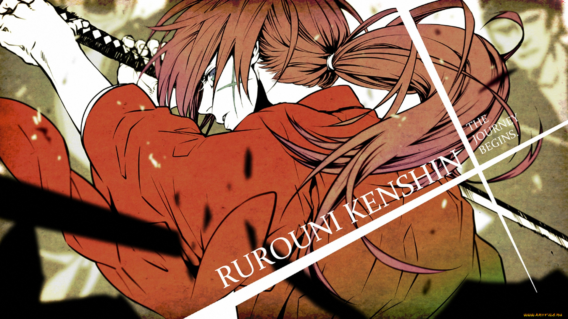 аниме, rurouni, kenshin, himura, мужчина, меч, самурай, kenshin