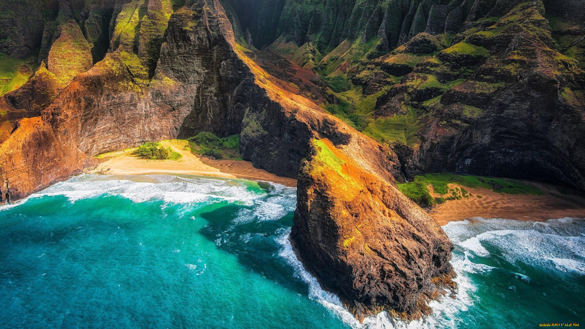 природа, побережье, гавайские, острова, горы, гавайи, океан, скалы, пляжы, море