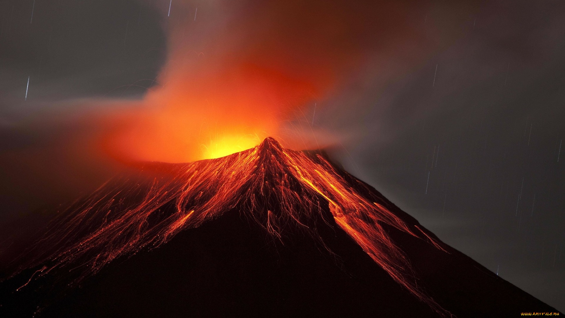 природа, стихия, извержение, лава, вулкан