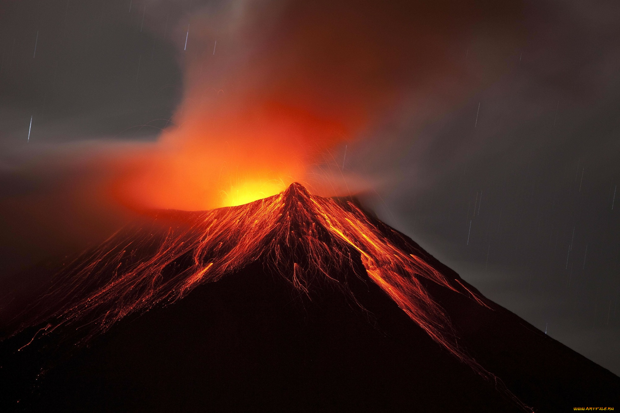 природа, стихия, извержение, лава, вулкан