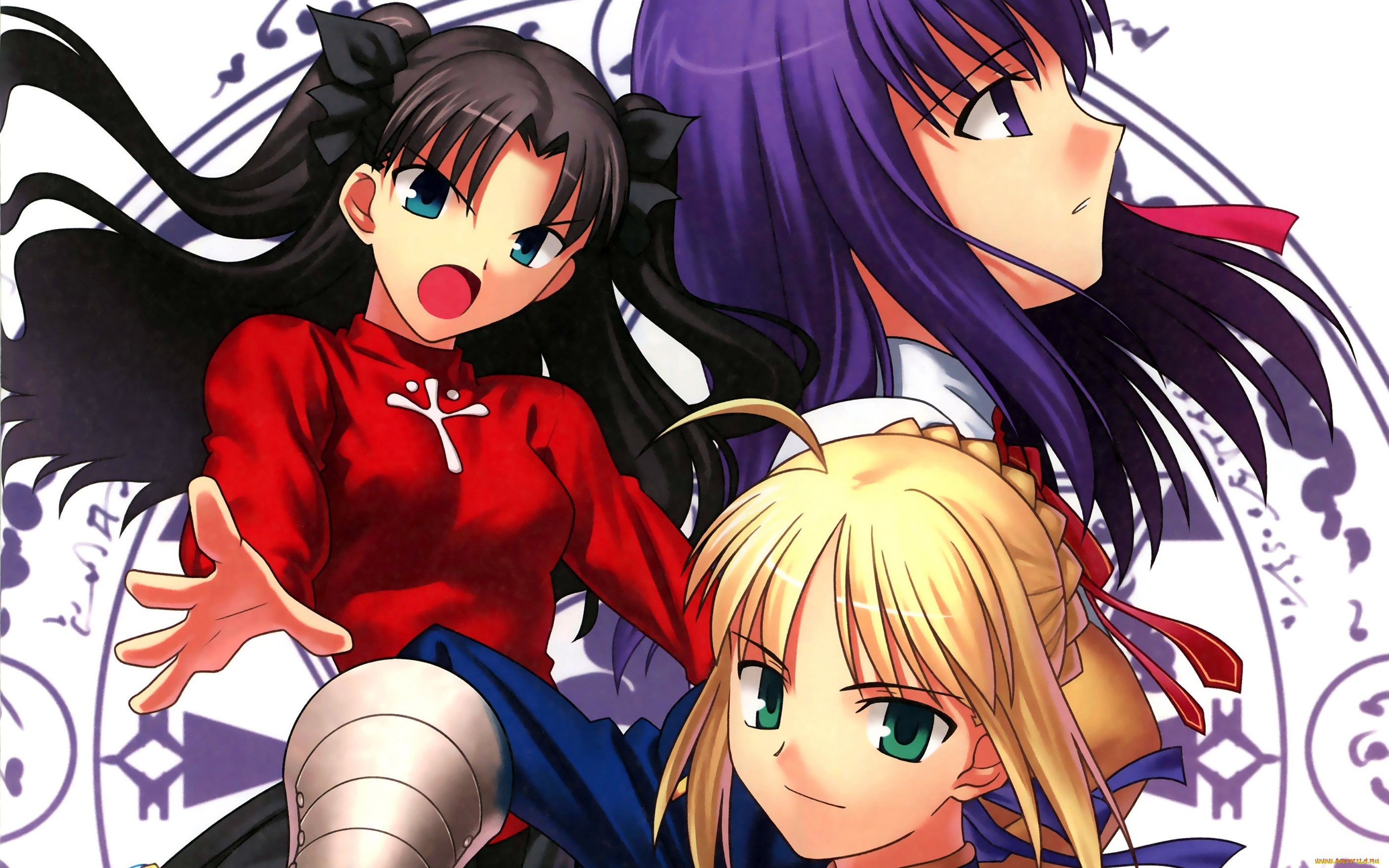 аниме, fate, stay, night, девушки, взгляд, фон