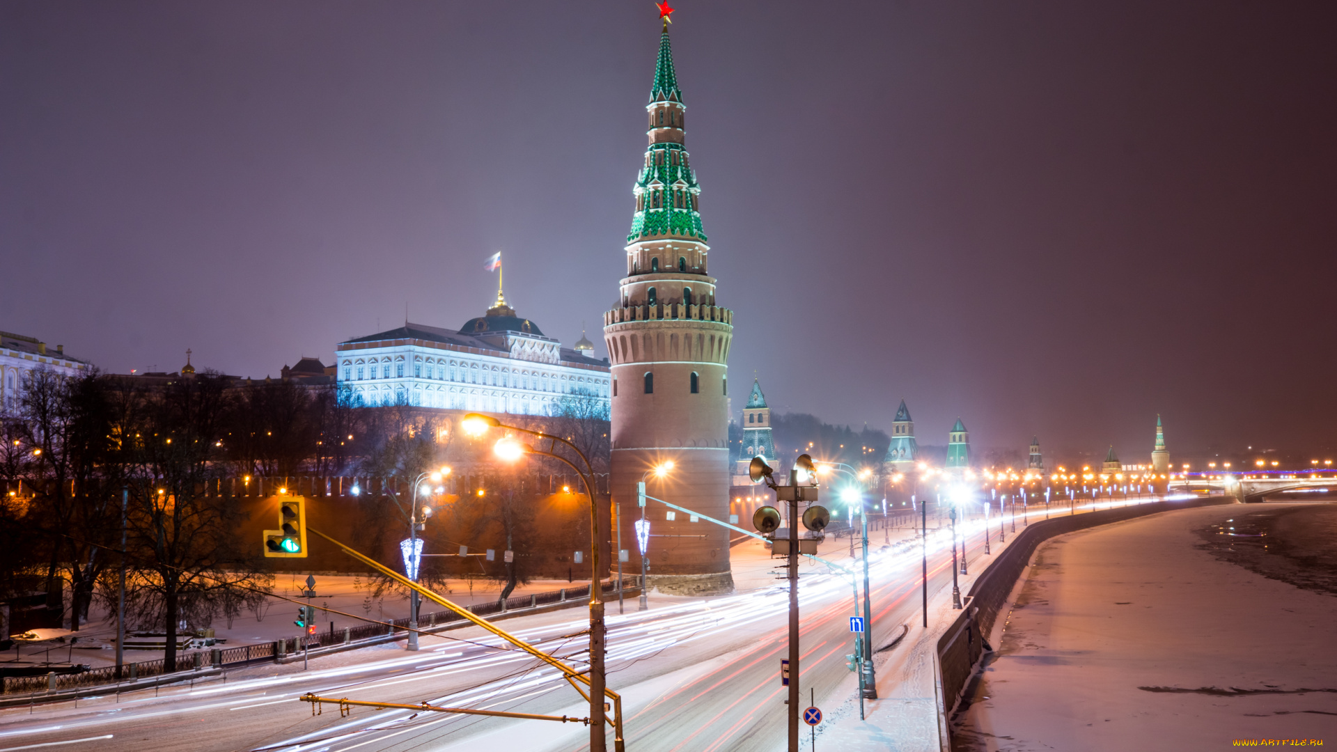 москва, города, москва, , россия, кремль, огни, ночь, зима