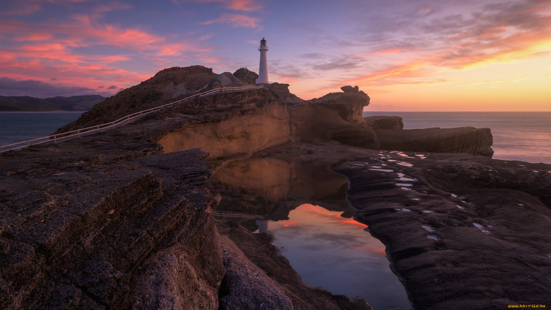 castlepoint, lighthouse, new, zealand, природа, маяки, castlepoint, lighthouse, new, zealand