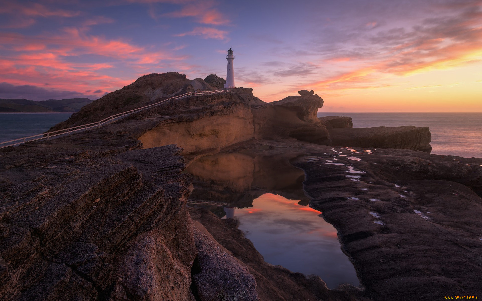 castlepoint, lighthouse, new, zealand, природа, маяки, castlepoint, lighthouse, new, zealand