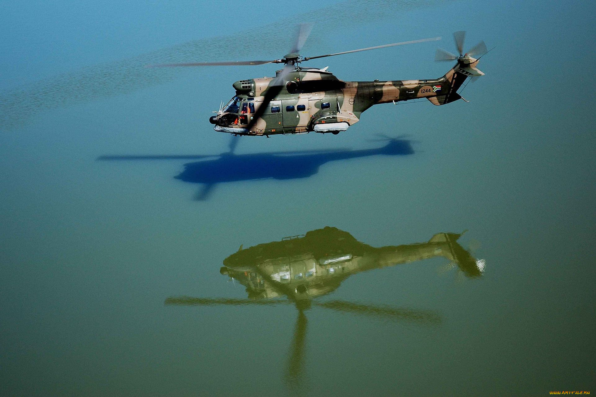 авиация, вертолёты, вода, отражение