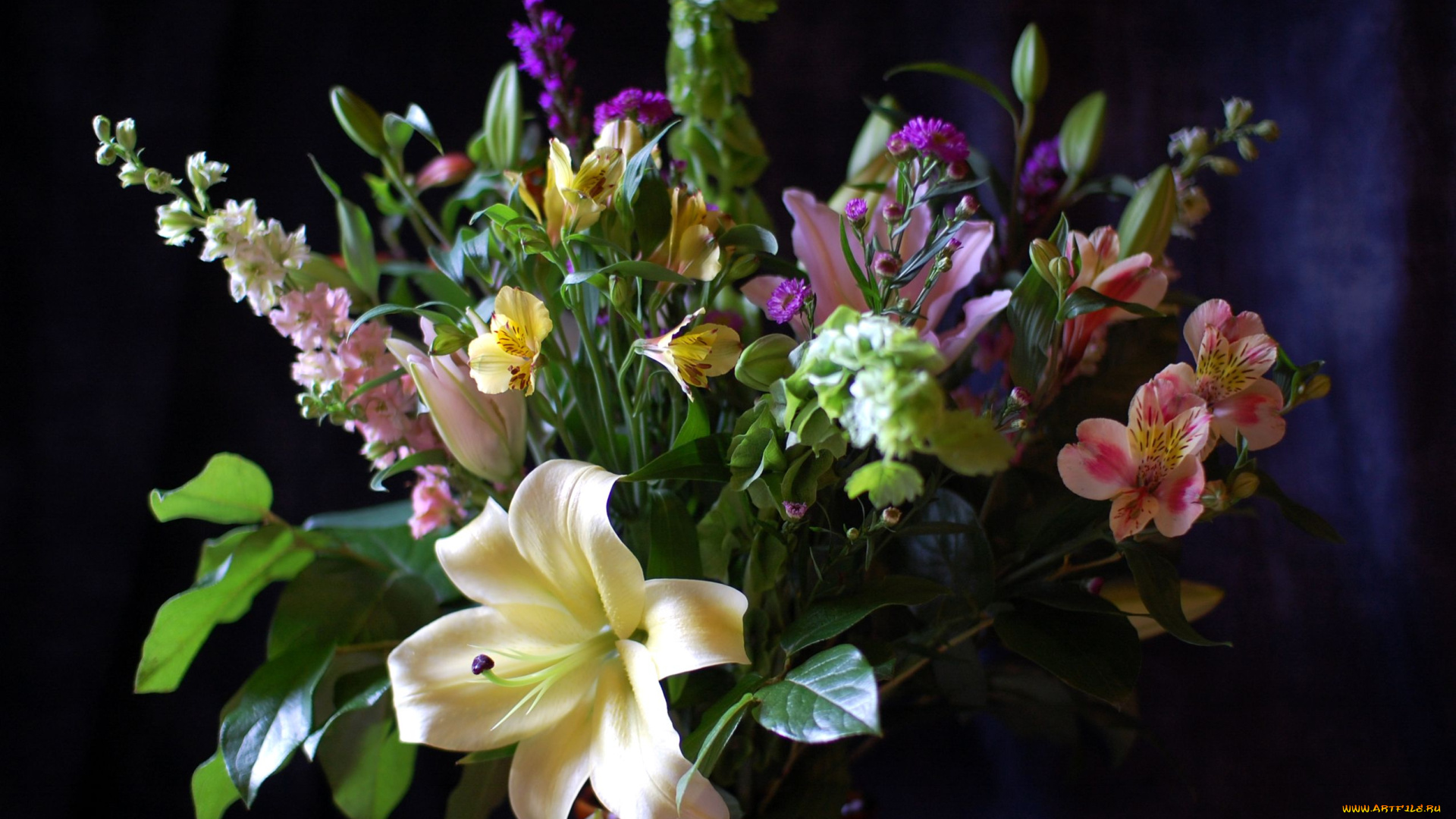 цветы, букеты, композиции, лилии, альстромерия