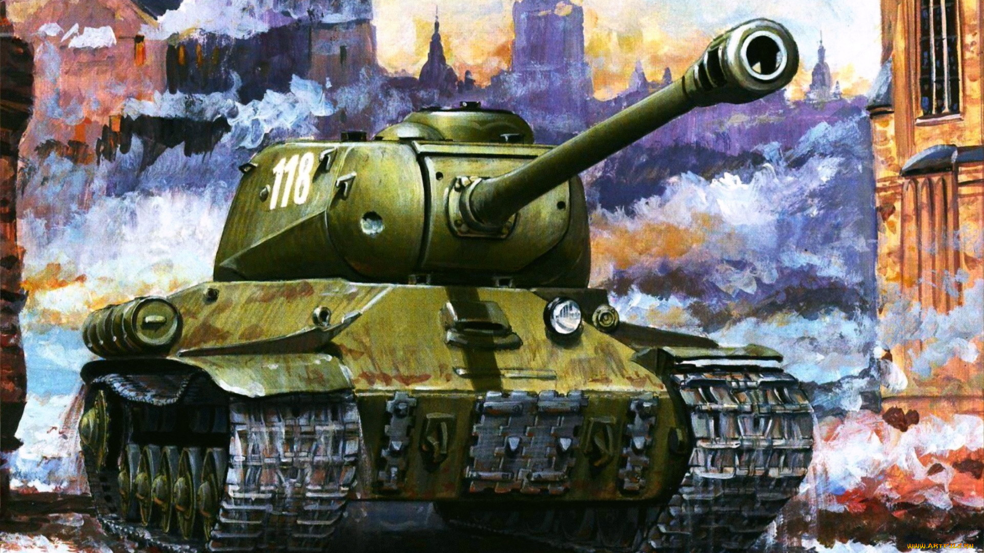 рисованные, армия, война, ис-2, танк