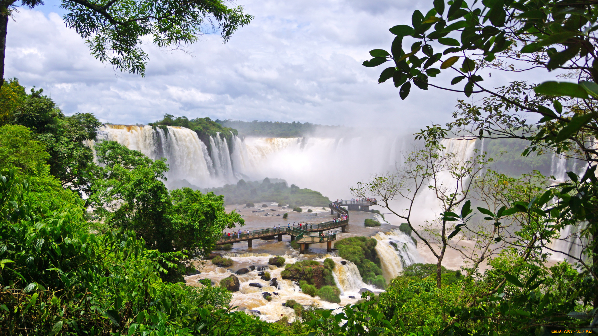 бразилия, водопад, iguazu, природа, водопады, брызги, деревья