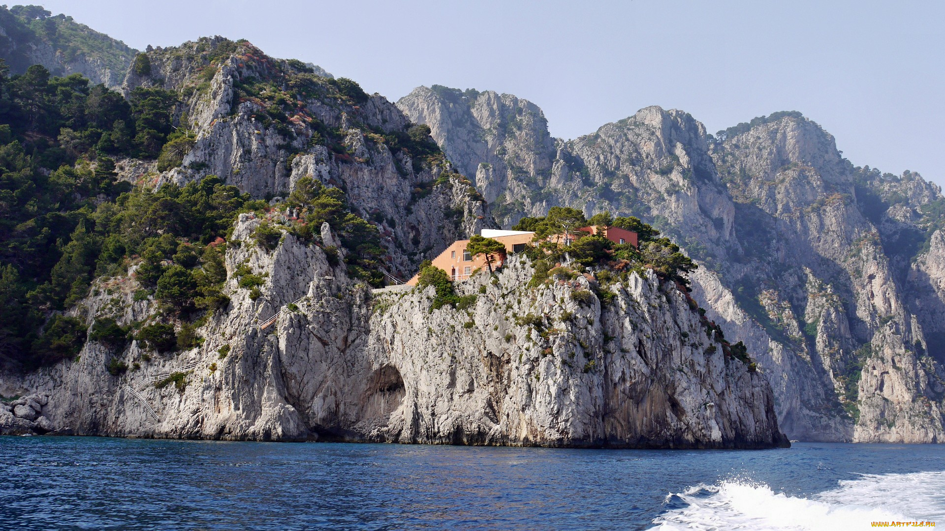 capri, villa, malaparte, природа, побережье, море, скалы, растительность, вилла