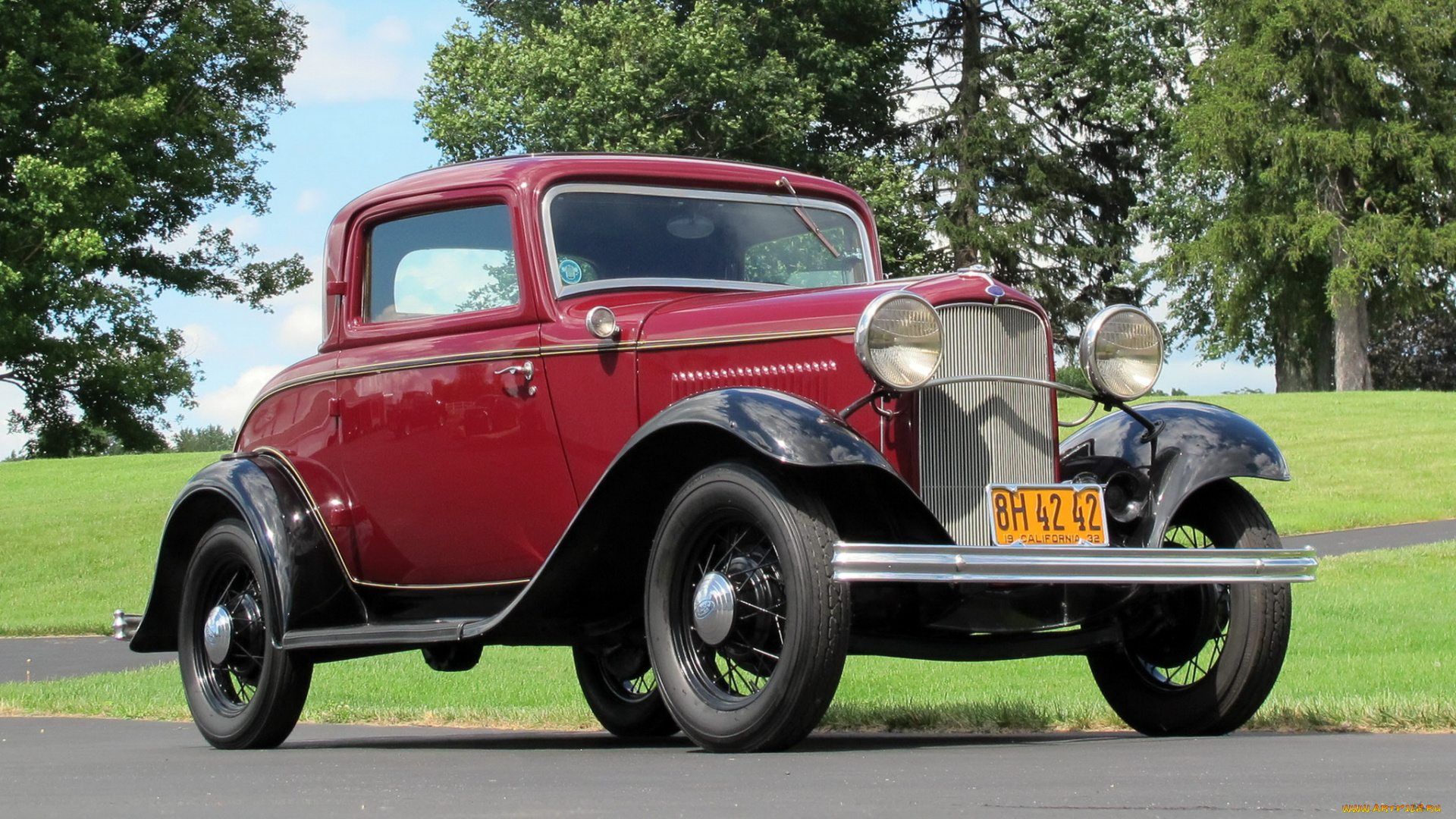автомобили, классика, красный, 520, coupe, deluxe, model, b, ford, 1932г
