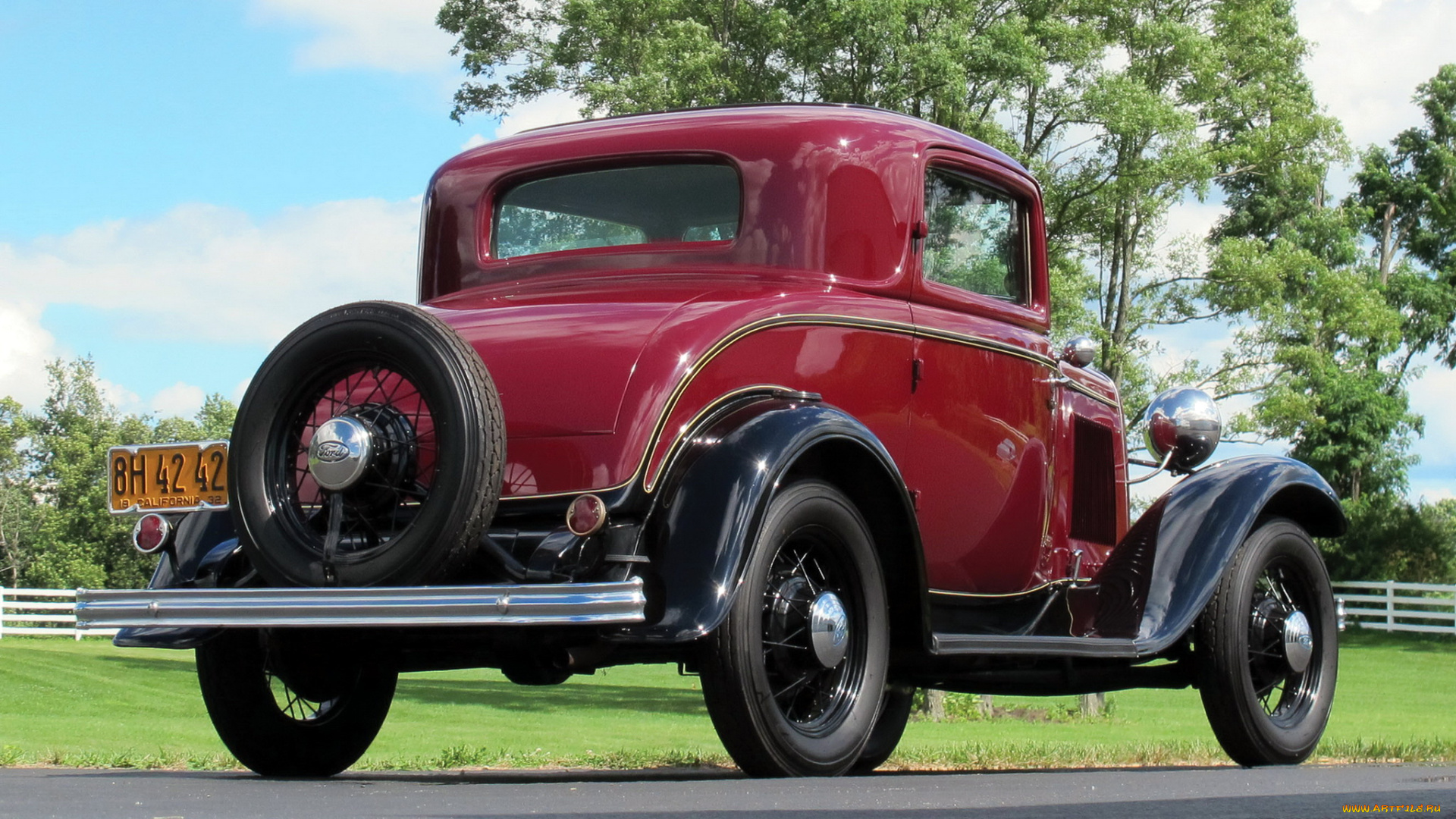 автомобили, классика, красный, 520, coupe, deluxe, model, b, ford, 1932г
