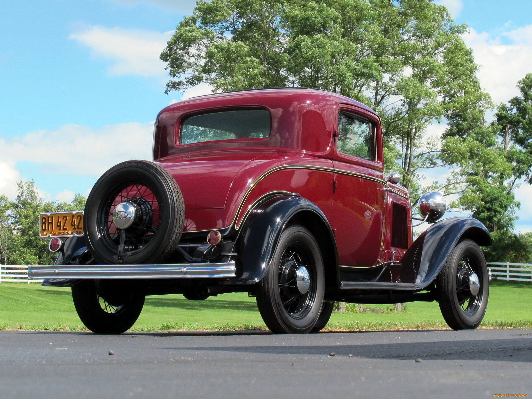 автомобили, классика, красный, 520, coupe, deluxe, model, b, ford, 1932г