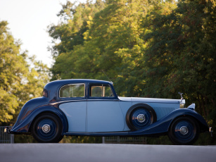 Картинка автомобили классика sports continental phantom ii rolls-royce синий 1934г saloon