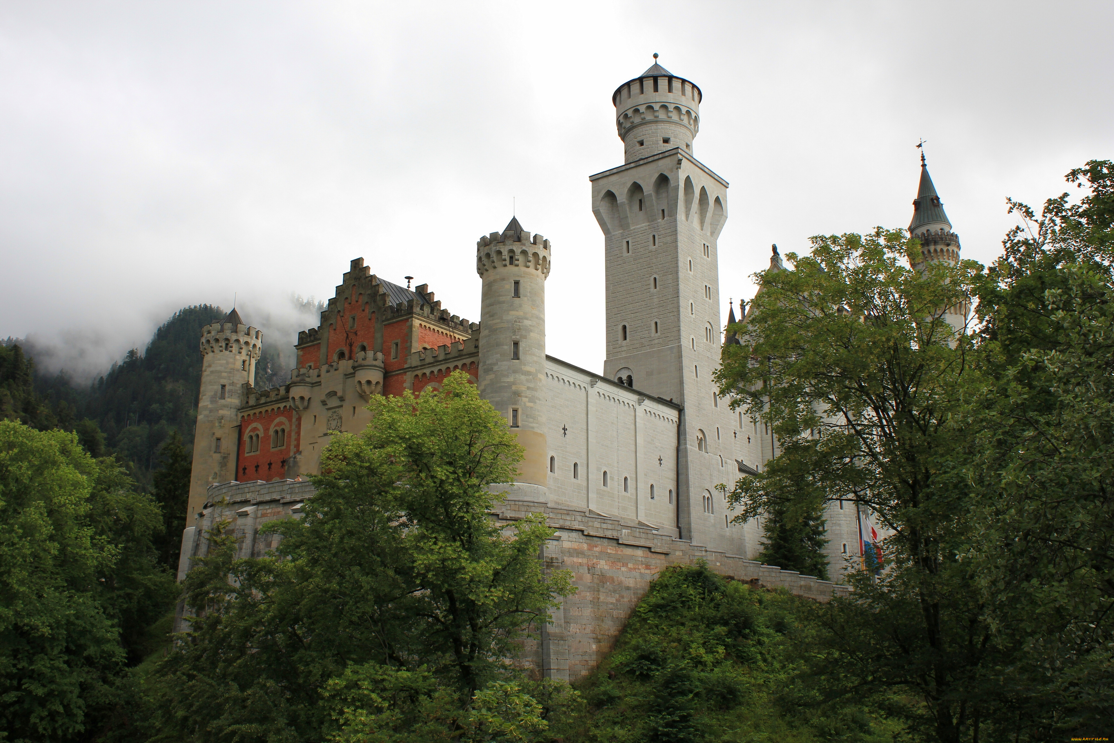 neuschwanstein, castle, , bavaria, , germany, города, замок, нойшванштайн, , германия, germany, bavaria, neuschwanstein, castle, деревья, бавария, замок, нойшванштайн