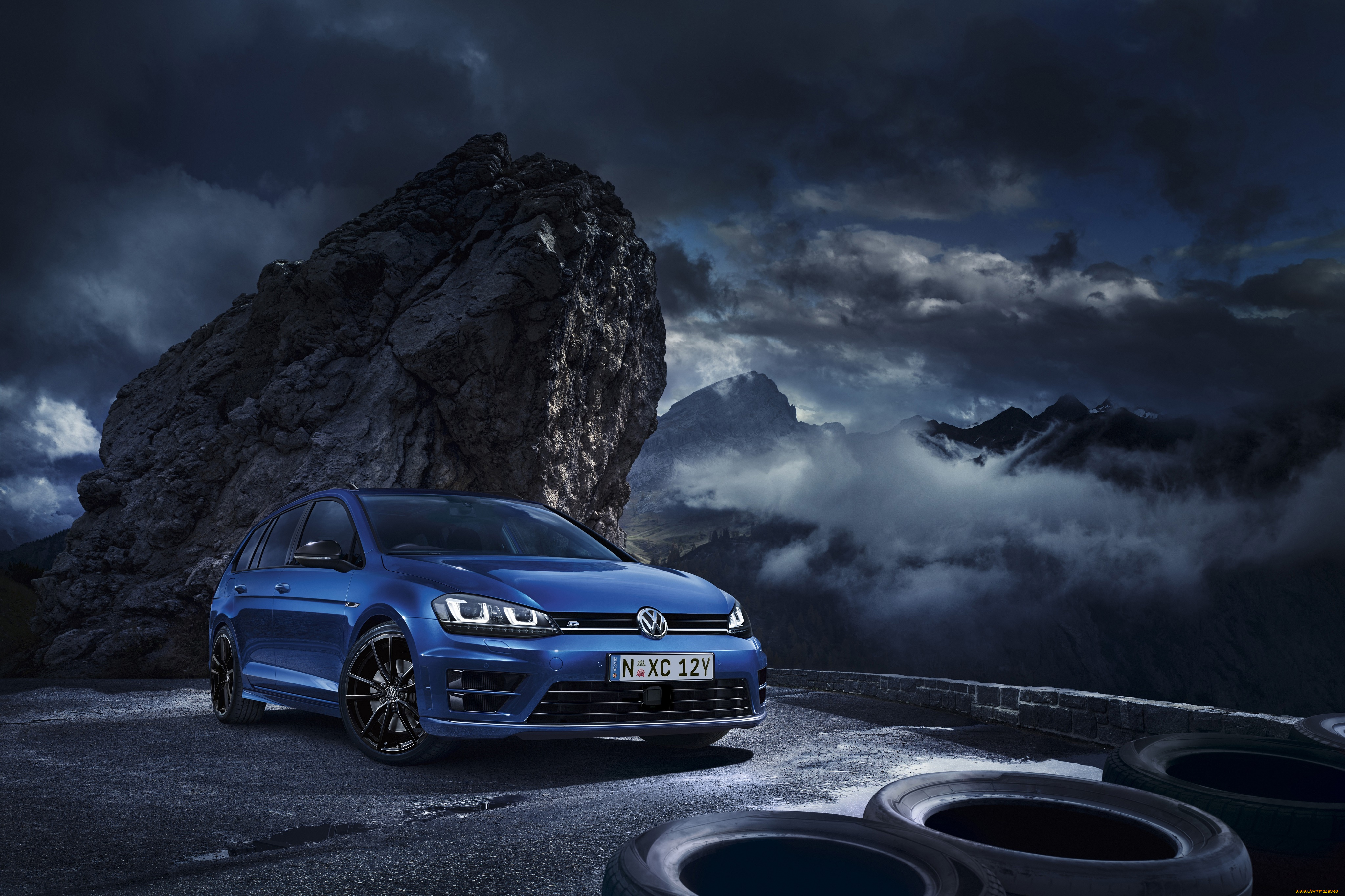 автомобили, volkswagen, golf, r, wagon, wolfsburg, edition, typ, 5g, 2015г, синий