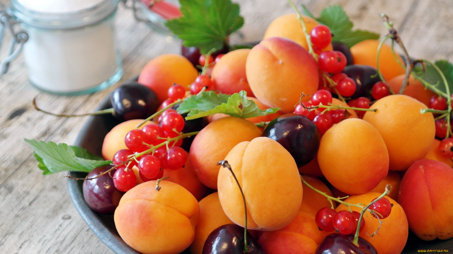еда, фрукты, , ягоды, абрикосы, красная, смородина, вишни